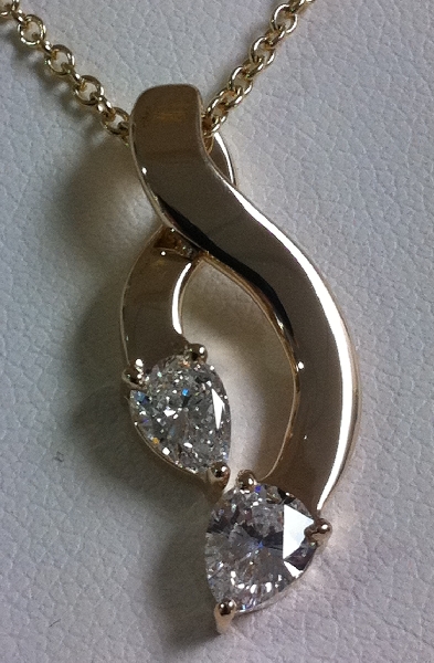 2 Pear shape diamond Pendant