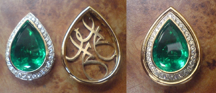 Large Emerald and Diamond Pendant