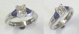Milled this on the rotary, cast in 14kw and set 1ct cushion diamond, trillion sapphires and bead set 60 1 pointers.
Ken