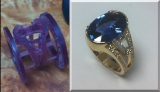 8.5 ct sapphire 2=1.20 diamond traps, 48 = 60 diamond pave.    18k yellow gold   designed in 3dengrave mill on 3dwaxmill rotary.