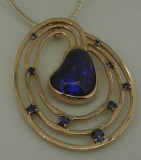 Blue Black Opal pendent accented with sapphires